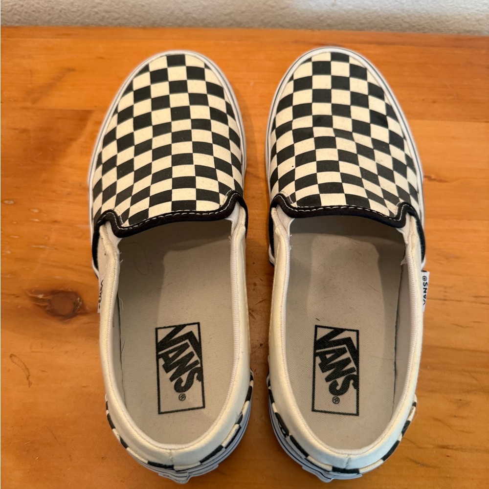 Vans Checkered Slip-On Shoes - Black and White